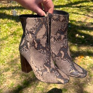 * Free people snake print block heel booties made in Spain